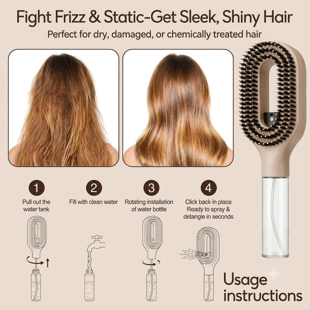 2 in 1 Misting Detangling Brush