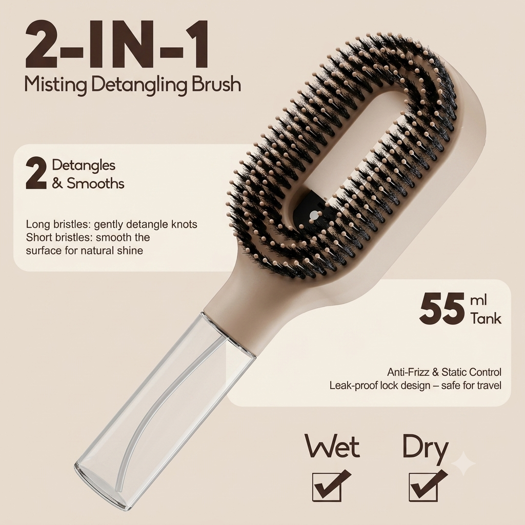 2 in 1 Misting Detangling Brush