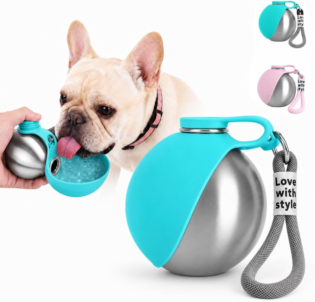 The Walk-Ready Pet Water Bottle with Bowl - 10 Oz (285 ml)